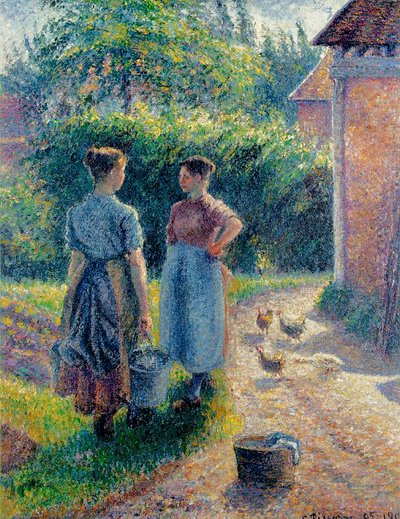 Donne contadine che chiacchierano a Eragny, 1895-1902 da Camille Jacob Pissarro